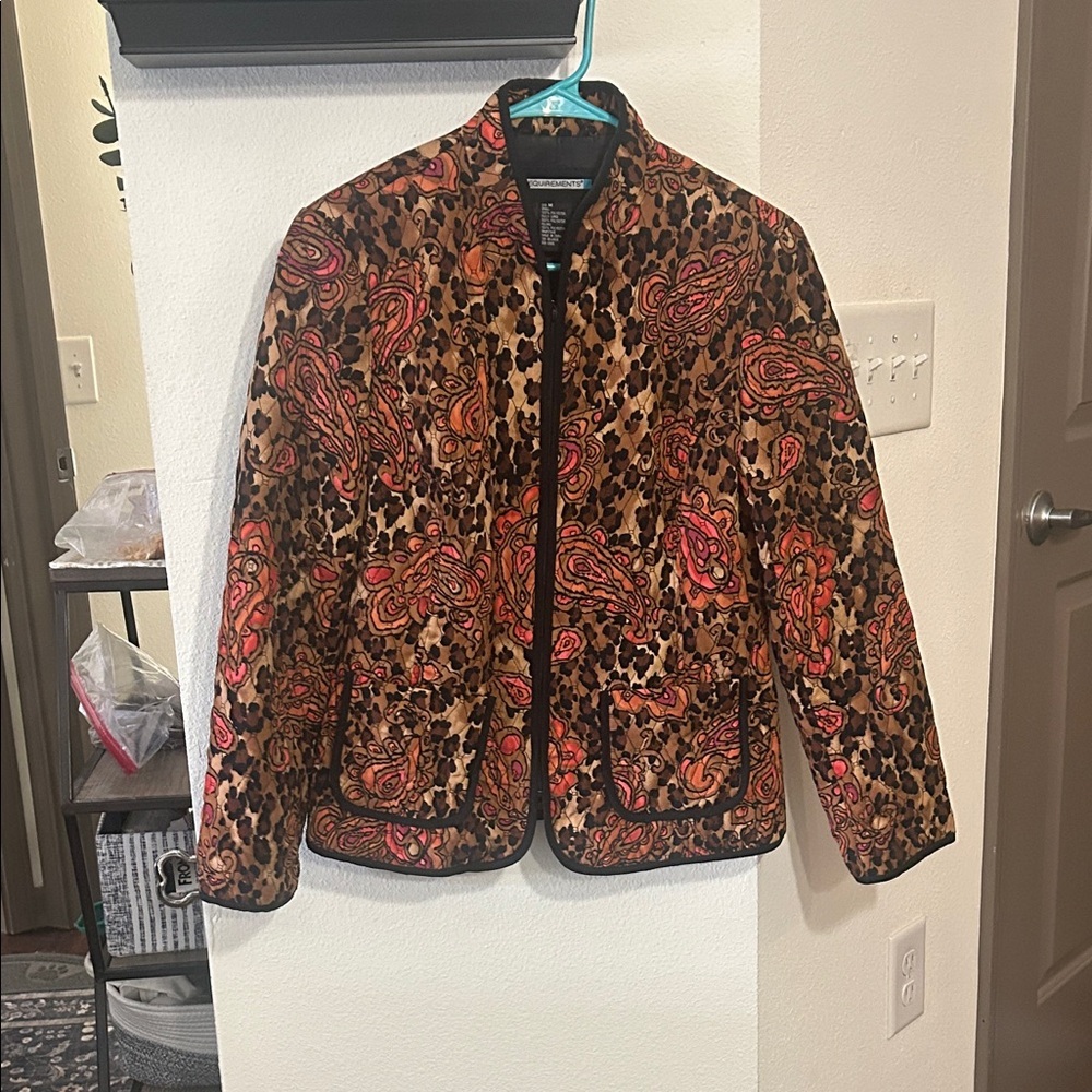 Requirements Jacket Lady's Large Multi Colored M Long Sl Zip Front Black Trim 🐆